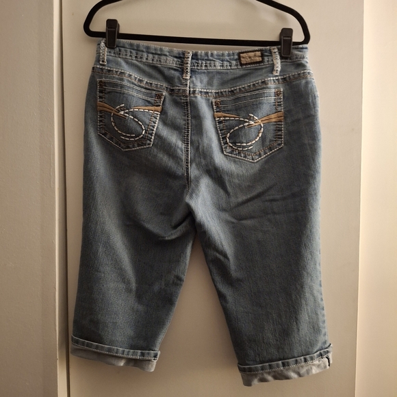Earl Jean Women's Blue Denim Cropped Jeams - Picture 2 of 7